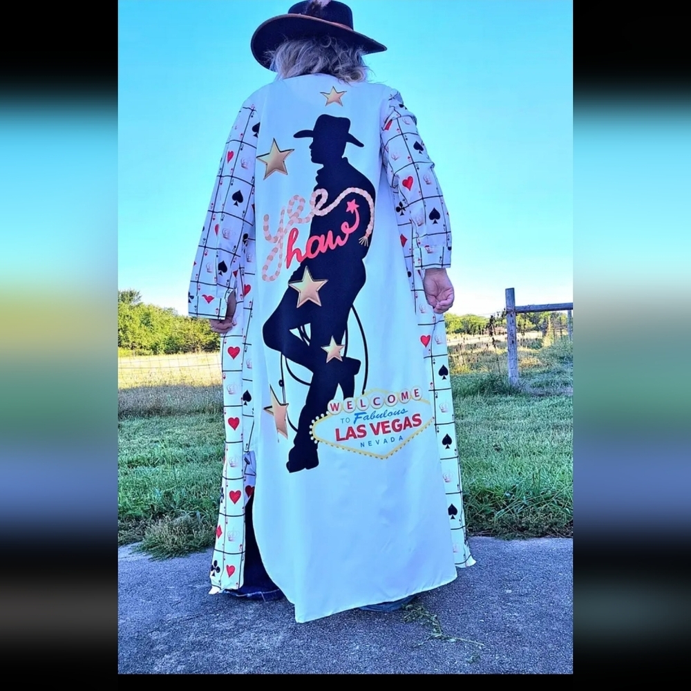 NEW Baha Ranch Western Wear Las Vegas Themed Long Duster Dress